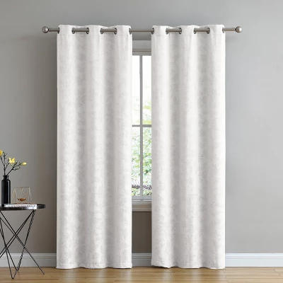 Kate Aurora Chic Living 2 Pack Floral Leaves Embossed Room Darkening Grommet Top Curtain Panels - 84 In. Long 7 Kate Aurora Chic Living 2 Pack Floral Leaves Embossed Room Darkening Grommet Top Curtain Panels - 84 In. Long - Image 7