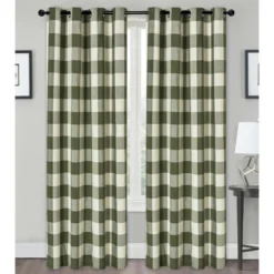 Kate Aurora Country Farmhouse Living Classic Buffalo Plaid Checkered Single Grommet Top Window Curtain Panel -Kate Aurora GUEST 65ac1877 54a3 4c70 b11e 51b16509d236