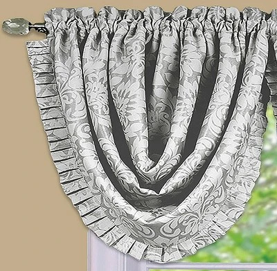 Kate Aurora Custom Rod Pocket Austrian Damask Window Valance With Pleated Trim 3 Kate Aurora Custom Rod Pocket Austrian Damask Window Valance With Pleated Trim - Image 3