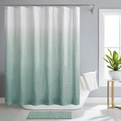 Kate Aurora Spa Essential Aqua Crushed Ombre Fabric Shower Curtain - 72 In. W X 72 In. L