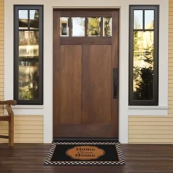 Kate Aurora Pumpkin Spice Colored Home~Sweet~Home Coir Bristled Outdoor All Season Welcome Mat - 18"x30"