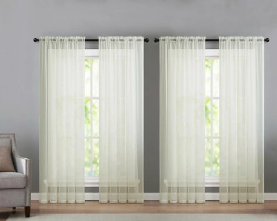 Kate Aurora 4 Piece Basic Home Rod Pocket Sheer Voile Window Curtain Panels 3 Kate Aurora 4 Piece Basic Home Rod Pocket Sheer Voile Window Curtain Panels - Image 3