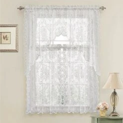 Kate Aurora Shabby Living Lena Floral Lace Complete Kitchen Curtain Tier & Swag Set -Kate Aurora GUEST 71f2d685 34e7 4278 895d 85a1cf039078