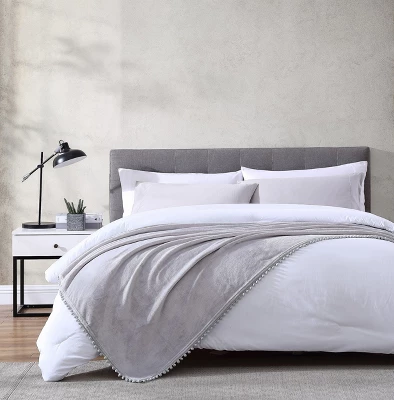 Kate Aurora Ultra Soft & Premium Plush Oversized Pom Pom Accent Fleece Throw Blanket - 50 In. W X 70 In. L 1 Kate Aurora Ultra Soft & Premium Plush Oversized Pom Pom Accent Fleece Throw Blanket - 50 In. W X 70 In. L