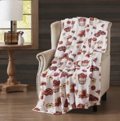 Kate Aurora Country Farmhouse Oversized Autumn Apples, Cider & Pies Accent Fleece Throw Blanket - 50 In. X 70 In.