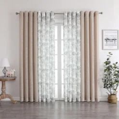 Kate Aurora Biscayne Bay Floral 4 Piece Coordinating Deluxe Flax Styled Sheer Grommet Top Curtains -Kate Aurora GUEST 7c173a10 fbf1 4787 bf66 fedfa62a6a39
