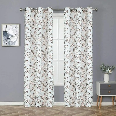 Kate Aurora 2 Pack Shabby Chic Grommet Top Floral Cherry Blossom Curtain Panels 6 Kate Aurora 2 Pack Shabby Chic Grommet Top Floral Cherry Blossom Curtain Panels - Image 6
