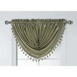 Kate Aurora Ultra Lux Faux Silk Regency Crinkle Rod Pocket Semi Sheer Crystal Beaded Window Valance -Kate Aurora GUEST 872f0cb7 275c 4289 93a3 5e47d6e3cdb2