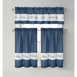 Kate Aurora Country Living Gingham Check Hope Faith Love 3 Pc Cafe Kitchen Curtain Set -Kate Aurora GUEST 88805143 d644 4a50 999e 34ed16cb6235