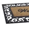 Kate Aurora 18"x30" Rectangular Fleur De Lis Outdoor Heavy Duty Rubber & Coir Skid Resistant Welcome Door Mat - Black