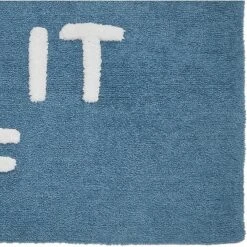 Kate Aurora Dorm Basics "Take It Off" Blue Typography Soft Tufted Oversized Bath Rug Runner - 2'x5' -Kate Aurora GUEST 954a4f7f 0073 48fd a63c 3b240aca7944