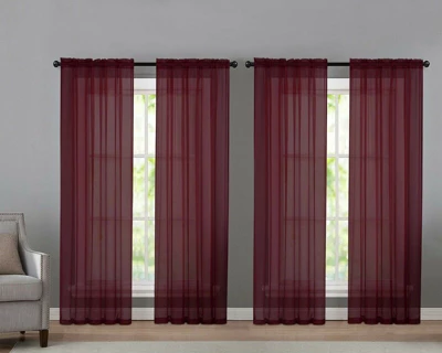 Kate Aurora 4 Piece Basic Home Rod Pocket Sheer Voile Window Curtain Panels 9 Kate Aurora 4 Piece Basic Home Rod Pocket Sheer Voile Window Curtain Panels - Image 9