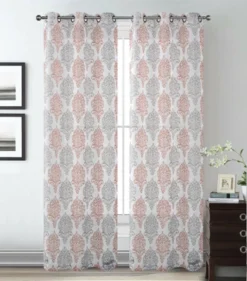 2 Pack Kate Aurora Sparkle Sheer Damask Design Grommet Top Curtains -Kate Aurora GUEST a02a4795 3ccb 4a18 85f9 02a85ebd3926
