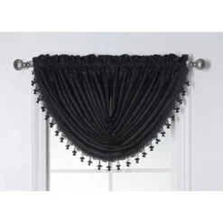 Kate Aurora Ultra Lux Faux Silk Regency Crinkle Rod Pocket Semi Sheer Crystal Beaded Window Valance -Kate Aurora GUEST a1b80bae d69b 4138 981d 1e059f58d99f