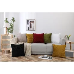 Kate Aurora Red Hook Cut Leaf Embossed Chenille Ultra Plush & Fluffy 18"x 18" Filled Accent Throw Pillow With Removable Zipper Shell/Cover -Kate Aurora GUEST a30ef815 24ed 4e29 9d37 e9532aa6c492