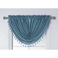 Kate Aurora Ultra Lux Faux Silk Regency Crinkle Rod Pocket Semi Sheer Crystal Beaded Window Valance -Kate Aurora GUEST a3573f15 c649 4a92 9b0b 42eaa0f85083