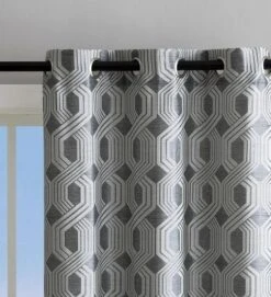 Kate Aurora Contemporary Living 2 Pack Semi Sheer Geometric Grommet Top Curtain Panels -Kate Aurora GUEST a40cbed4 c22e 4794 8d7a 5339ead94584