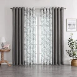 Kate Aurora Biscayne Bay Floral 4 Piece Coordinating Deluxe Flax Styled Sheer Grommet Top Curtains -Kate Aurora GUEST a6066110 c438 42f7 9ce0 1675d5f51d73