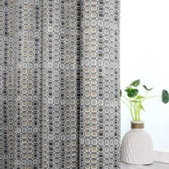 Kate Aurora 2 Piece Multi Color Modern Contempo Abstract Chenille Light Filtering Grommet Top Curtains -Kate Aurora GUEST ac112f19 4a51 4665 91e9 7475c9aecaa8