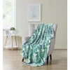 Kate Aurora Living Tropical Palm Aqua & Teal Hypoallergenic Ultra Soft & Plush Throw Blanket