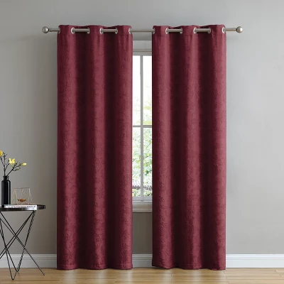 Kate Aurora Chic Living 2 Pack Floral Leaves Embossed Room Darkening Grommet Top Curtain Panels - 84 In. Long 4 Kate Aurora Chic Living 2 Pack Floral Leaves Embossed Room Darkening Grommet Top Curtain Panels - 84 In. Long - Image 4