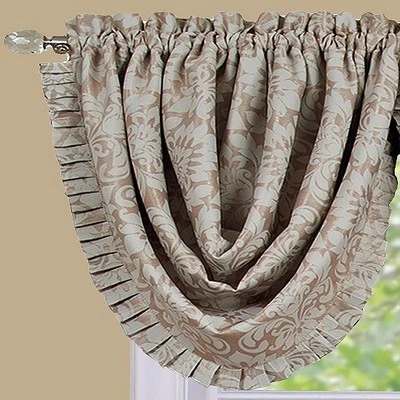 Kate Aurora Custom Rod Pocket Austrian Damask Window Valance With Pleated Trim 6 Kate Aurora Custom Rod Pocket Austrian Damask Window Valance With Pleated Trim - Image 6