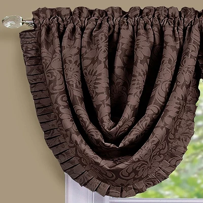 Kate Aurora Custom Rod Pocket Austrian Damask Window Valance With Pleated Trim 4 Kate Aurora Custom Rod Pocket Austrian Damask Window Valance With Pleated Trim - Image 4