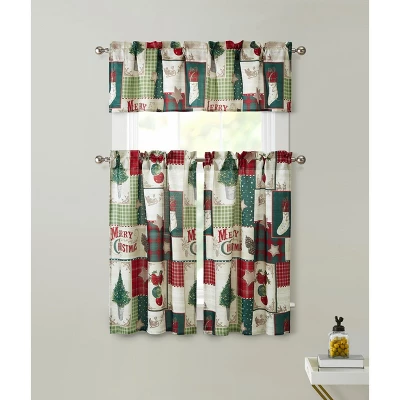 Kate Aurora Holiday Living Complete Classic Merry Christmas 3 Pc Kitchen Curtain Tier And Valance Set - 56 In. W X 36 In. L 1 Kate Aurora Holiday Living Complete Classic Merry Christmas 3 Pc Kitchen Curtain Tier And Valance Set - 56 In. W X 36 In. L