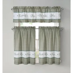 Kate Aurora Country Living Gingham Check Hope Faith Love 3 Pc Cafe Kitchen Curtain Set -Kate Aurora GUEST b760f49c c752 47be 9605 83e20b9d6fb7