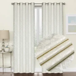 Kate Aurora Regency Collection Raised Jacquard Damask Grommet Top Curtains -Kate Aurora GUEST b8690312 6e11 4f58 96ff b52578ba01f1