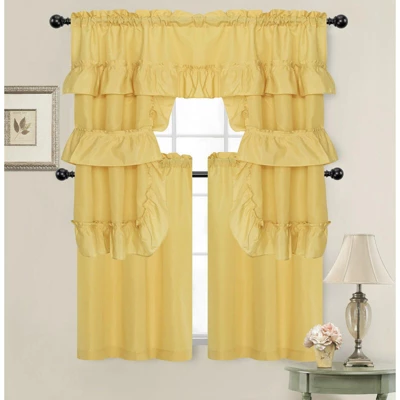 Kate Aurora Country Farmhouse Living Solid Colored Cafe Kitchen Curtain Tier & Swag Valance Set 4 Kate Aurora Country Farmhouse Living Solid Colored Cafe Kitchen Curtain Tier & Swag Valance Set - Image 4