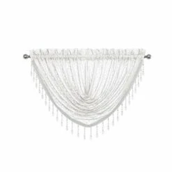 Kate Aurora Elegant Crystal Beaded Chevron Design Window Curtain Valances