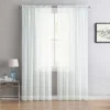Kate Aurora 2 Piece Rod Pocket White Plaid Sheer Voile Window Curtain Panels