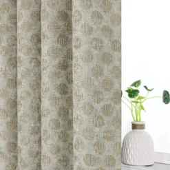 Kate Aurora 2 Piece Contemporary Chic Metallic Abstract Circles Light Filtering Grommet Top Curtains -Kate Aurora GUEST c844c146 acf1 4817 901b 1f2e4f06e837