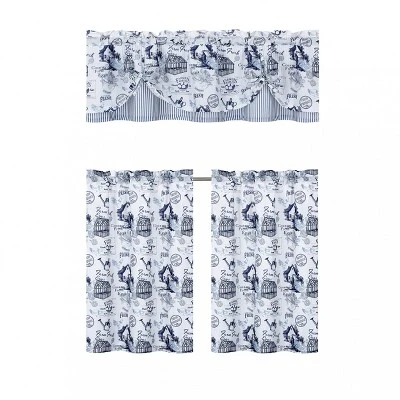 Kate Aurora Rooster Toile Complete 3 Pc Café Kitchen Curtain Tier And Valance Set 2 Kate Aurora Rooster Toile Complete 3 Pc Café Kitchen Curtain Tier And Valance Set - Image 2