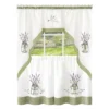 Kate Aurora Montauk Accents Lavender Floral Embellished Complete 3 Piece Kitchen Curtain Tier & Valance Set