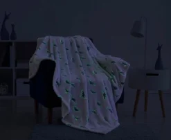 Kate Aurora Montauk Accents White & Gray Glow In The Dark Juvi Dinosaurs Ultra Soft & Plush Fleece Accent Throw Blanket -Kate Aurora GUEST cb39ee31 9b30 4cac bd31 ef3f61c95030