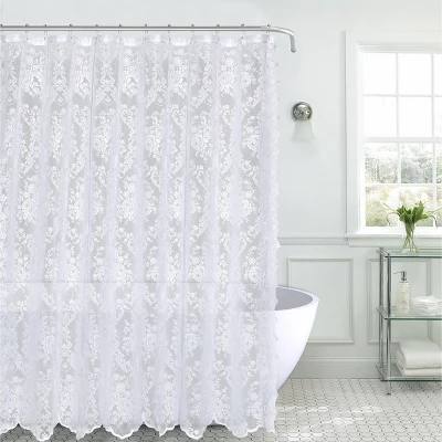 Kate Aurora Country Farmhouse Shabby Chic Floral Lace Shower Curtain 1 Kate Aurora Country Farmhouse Shabby Chic Floral Lace Shower Curtain