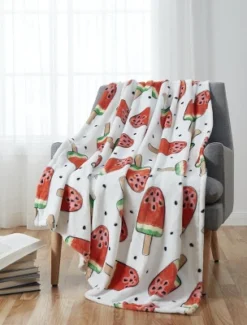 Kate Aurora Watermelon Popsicles Ultra Soft & Plush Oversized Throw Blanket - 50 In. W X 70 In. L