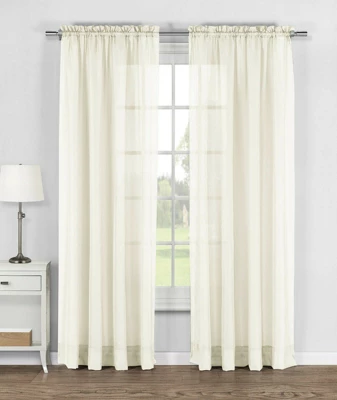 Kate Aurora Elegant Sheer Voile Rod Pocket Curtain Panel Pair 2 Kate Aurora Elegant Sheer Voile Rod Pocket Curtain Panel Pair - Image 2