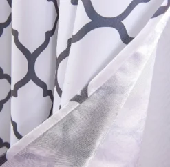Kate Aurora Montauk Accents 2 Piece White & Gray Trellis Light Filtering Modern Geometric Grommet Top Window Curtains -Kate Aurora GUEST d4a5c8e4 2333 4959 b2df 55dea30a0c8c