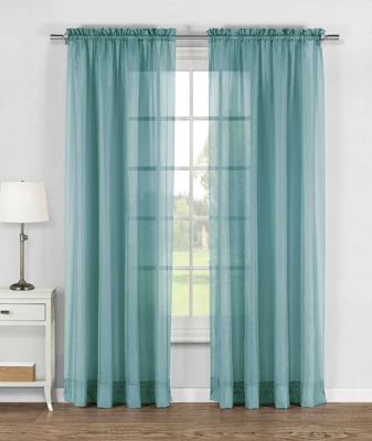 Kate Aurora Elegant Sheer Voile Rod Pocket Curtain Panel Pair 3 Kate Aurora Elegant Sheer Voile Rod Pocket Curtain Panel Pair - Image 3