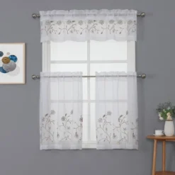 Kate Aurora Complete 3 Piece Embroidered Shabby Floral Roses Sheer Cafe Kitchen Curtain Tier & Valance Set -Kate Aurora GUEST d73fecb7 526d 4066 945e 5d22f93c9bb4