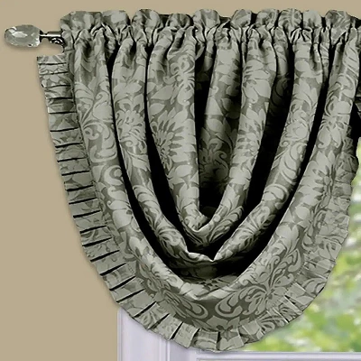 Kate Aurora Custom Rod Pocket Austrian Damask Window Valance With Pleated Trim 7 Kate Aurora Custom Rod Pocket Austrian Damask Window Valance With Pleated Trim - Image 7