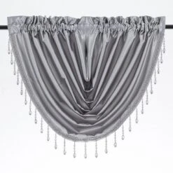 Kate Aurora Ultra Lux Faux Silk Regency Crinkle Rod Pocket Semi Sheer Crystal Beaded Window Valance -Kate Aurora GUEST de8c4e11 ef9f 48a8 9ad6 48d7df49e9f1