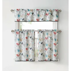 Kate Aurora Multi Rooster Complete 3 Pc Kitchen Curtain Tier & Valance Set -Kate Aurora GUEST deb4ba24 0ddf 4848 8166 a516836c9656