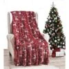Kate Aurora Ultra Soft & Cozy Christmas Red Reindeer Plush Throw Blanket Cover - 50 In. W X 60 In. L