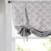 Kate Aurora Gray & White Lattice Clover Ultra Luxurious Single Tie Up Window Curtain Shade - 42 In. W X 63 In. L