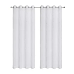 Kate Aurora 2 Piece Clarabelle Embroidered Lattice Matte Sheer Grommet Top Curtain Panels - 84 In. Long -Kate Aurora GUEST e5d0fd35 c7cb 43f7 92c5 585b13f9ef60