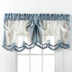 Kate Aurora Danbury Custom Austrian Embroidered Rod Pocket Window Valance Treatment